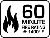 Fire Rating: 60 min @ 1400°F